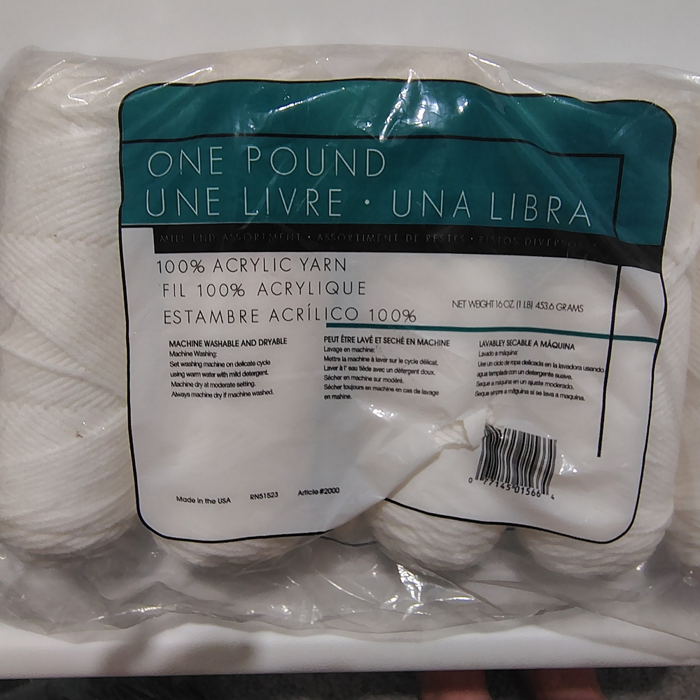White Acrylic Yarn Skein